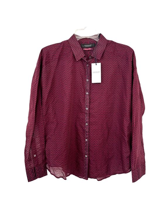 Scotch & Soda Tops - NWT Scotch & Soda Long Sleeve Button Up Semi Sheer Shirt Burgundy Black Small